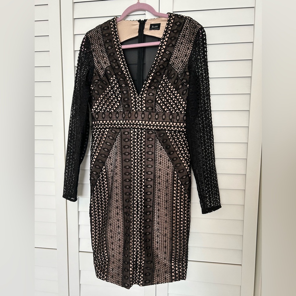 Bardot Knee Length Black Bodycon Dress Size M/8
